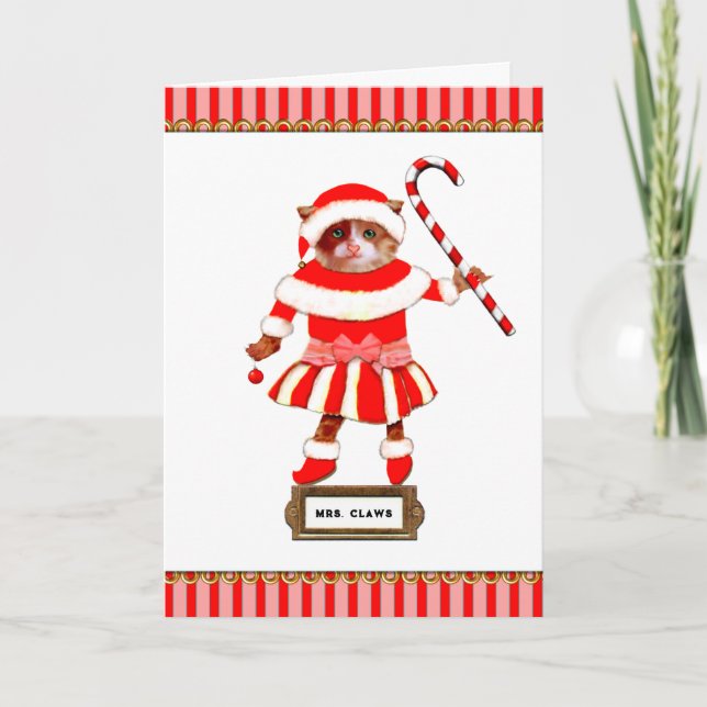 Cartão De Festividades Gato de Natal engraçado (Frente)