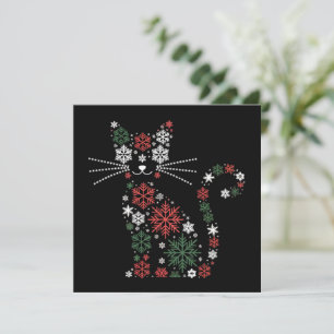 Cartão De Festividades Gato de Natal Fez Flocos de Neve Gatos Engraçados