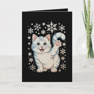 Cartão De Festividades Gato de Natal Flocos de Neve Gatinho Neve Feriado