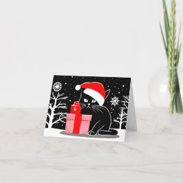 Cartão De Festividades Gato de Natal Negro