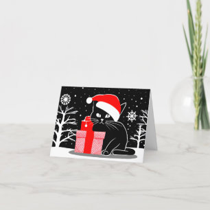 Cartão De Festividades Gato de Natal Negro