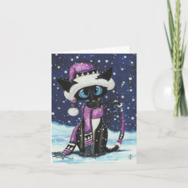 Cartão De Festividades Gato de Natal siamês por BiHrLe