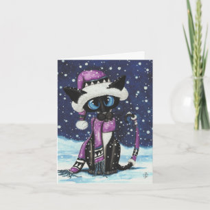 Cartão De Festividades Gato de Natal siamês por BiHrLe