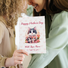 Cartão De Festividades Gato de Pastel doce e Dia de as mães feliz