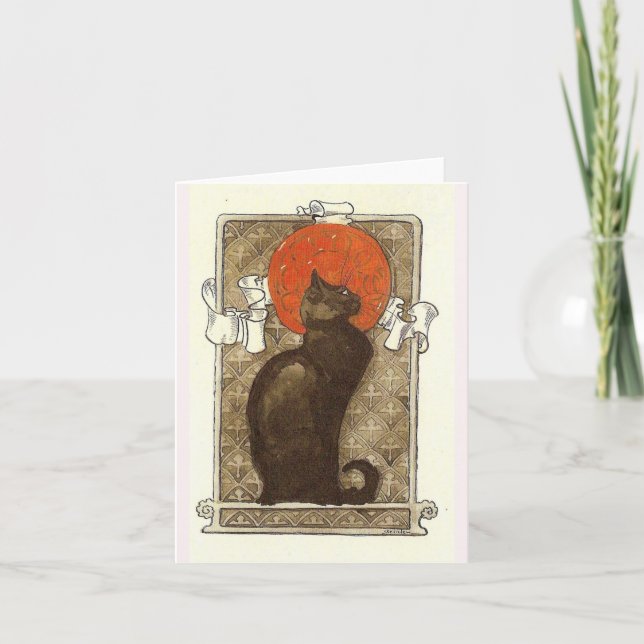 Cartão De Festividades Gato de Steinlein - Art Nouveau (Frente)