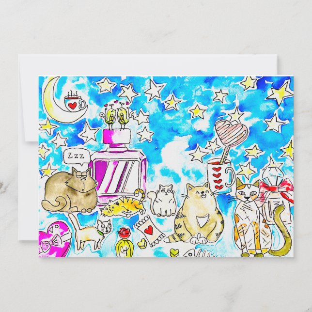 Cartão De Festividades Gato de Valentino (Frente)