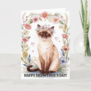 Cartão De Festividades Gato de Vintagem de Dia de as mães Feliz