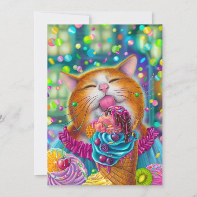 Cartão De Festividades Gato Doce (Frente)