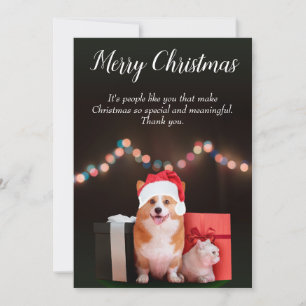 Cartão De Festividades Gato e Cachorro natal personalizável