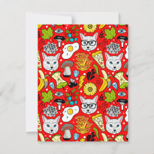 Cartão De Festividades Gato e ovo em vermelho