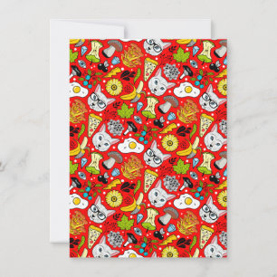 Cartão De Festividades Gato e ovo em vermelho