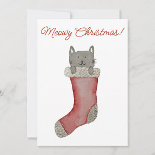 Cartão De Festividades Gato em Meia