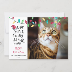 Cartão De Festividades Gato Engraçado Dizendo Meowy Natal Foto Nome do Ga