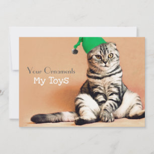 Cartão De Festividades Gato Engraçado Feliz Natal Personalizado
