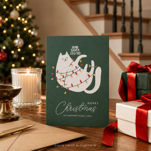 Cartão De Festividades Gato Engraçado Feliz Natal Saudação