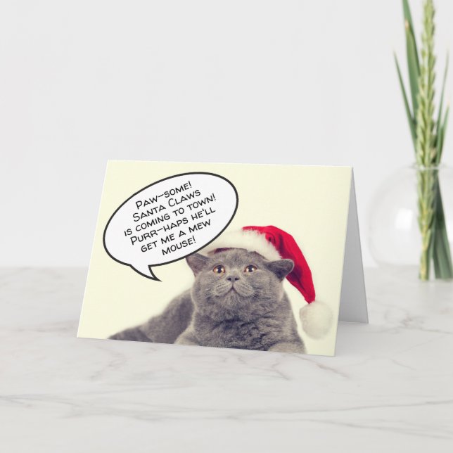 Cartão De Festividades Gato engraçado trocou o Natal personalizável (Frente)