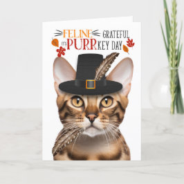 Cartão De Festividades Gato Felino Bengala Grateful para PURRkey Day