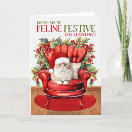 Cartão De Festividades Gato FELITIVO de Laranja Britânico de Natal