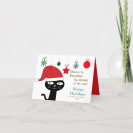 Cartão De Festividades Gato festivo bonito com moderno Red Santa Hat