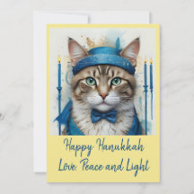 Gato Festivo na Saudação Disfarçada a Hanukkah
