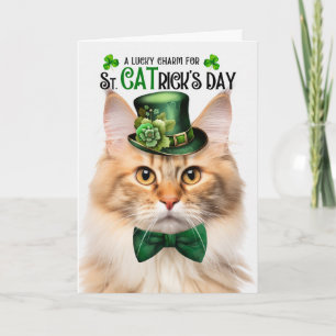 Cartão De Festividades Gato Floresta Norueguesa Pêssego no Dia de CATrick