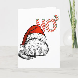 Cartão De Festividades Gato Fofo de Chapéu de Papai Noel Ho ao Cubo (Ho H