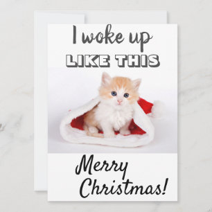 Cartão De Festividades Gato Fofo Eu acordei...Foto Vermelha