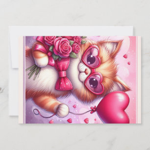 Cartão De Festividades Gato/Gatinho fofo do dia dos namorados