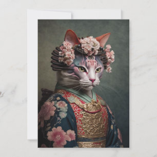 Cartão De Festividades Gato Geisha Realista