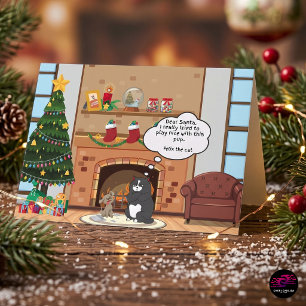 Cartão De Festividades Gato Hum Divertido Natal