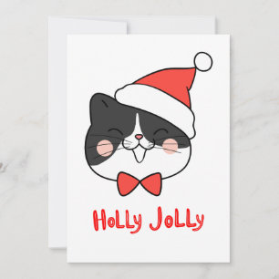 Cartão De Festividades Gato Kawaii Fofo de Natal