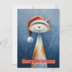 Cartão De Festividades Gato Laranja Divertido e Fofo de Natal Alegre