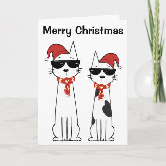 Cartão De Festividades Gato Legal Feliz Natal