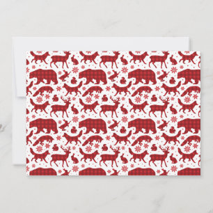 Cartão De Festividades Gato Malhado Festivo Padrão de Natal