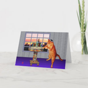Cartão De Festividades gato menorah