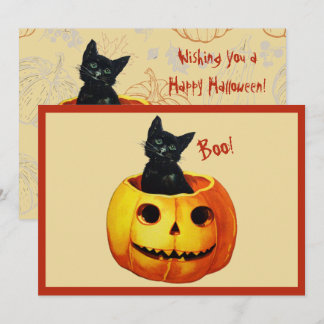 Cartão De Festividades Gato na Abóbora