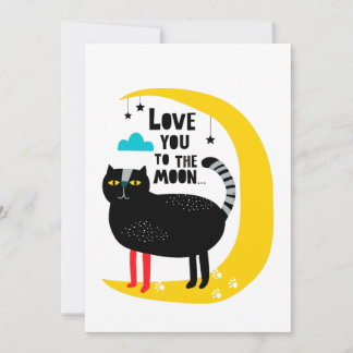 Cartão De Festividades Gato na lua