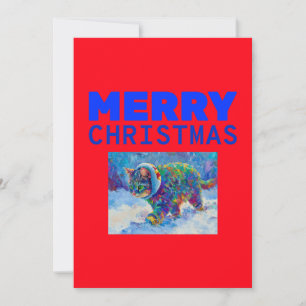 Cartão De Festividades Gato na Neve Usando Protetores de Ouvido 