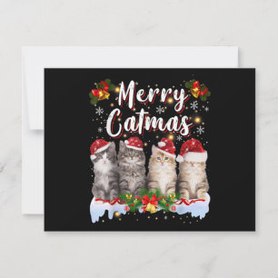 Cartão De Festividades Gato Natal Chapéu do Papai Noel Engraçado Feliz Ca