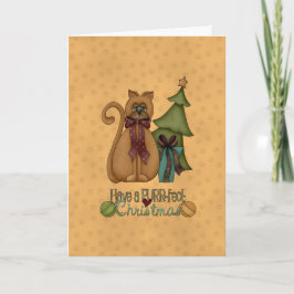Cartão De Festividades Gato - Natal de Purrfect