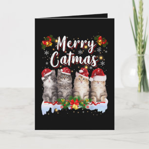 Cartão De Festividades Gato Natal Papai Noel Engraçado Feliz Gatnatal