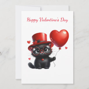 Cartão De Festividades Gato Negro Engraçado Com Dia de os namorados De Ba