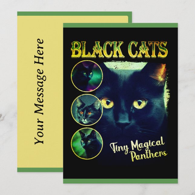 Cartão De Festividades Gato Negro Engraçado Faux Bootleg 90 Gráfico (Frente/Verso)