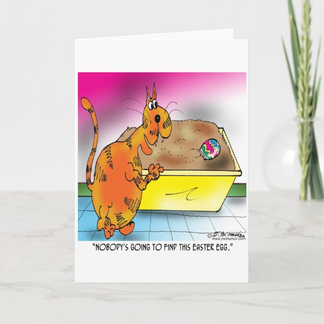 Cartão De Festividades Gato Oculta Ovo de Páscoa (Frente)