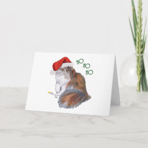 Cartão De Festividades Gato Persa Tricolor Natal