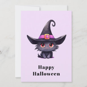 Cartão De Festividades Gato preto bonito Vestindo o Dia das Bruxas
