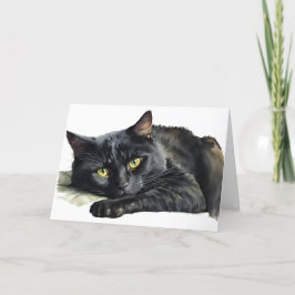 Cartão De Festividades Gato Preto de Halloween em Aquarela