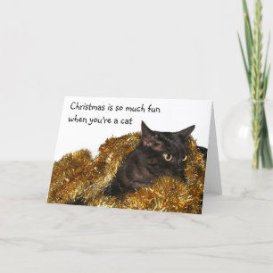 Cartão De Festividades Gato preto do Natal