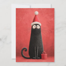 Gato Preto do Papai Noel Fofo para Amantes de Anim