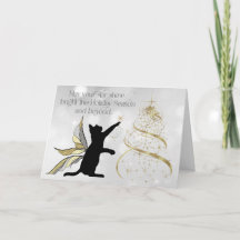 Gato Preto e Árvore Dourada Decorativa